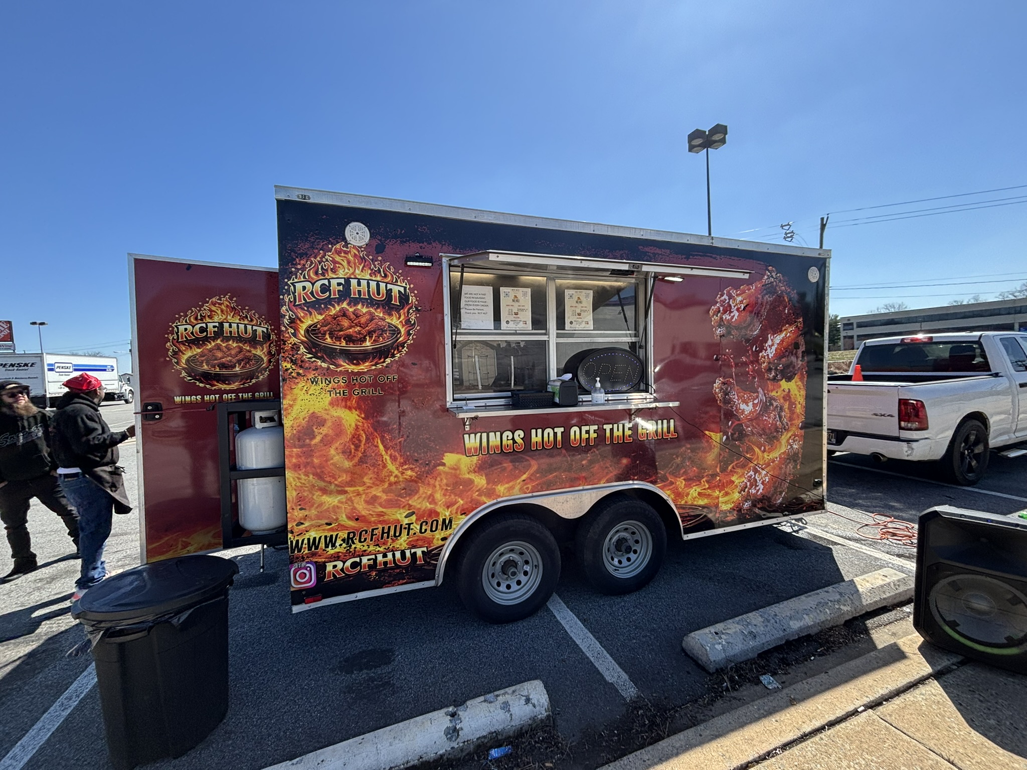 RCF Hut wings food trailer full street-side wrap